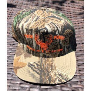 Mesh Trucker Hat Camo Mesh Twin Ponds Logo Stamped Address Adj Hunting Theme